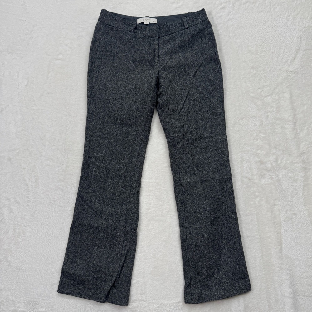 Ann Taylor Loft Pants Womens 00P Grey Marisa Fit Wool Blend Straight Leg Petite